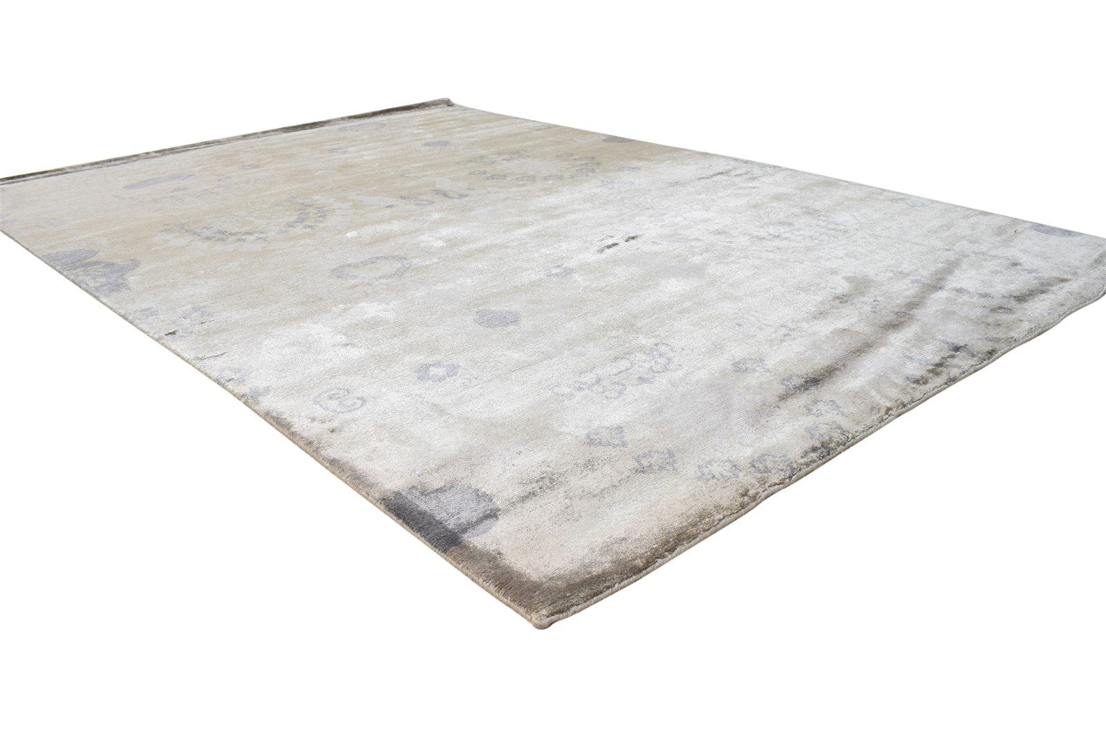 Hand Knotted Grey Silk Rug 6' X 8' Modern American Abstract Room Size Carpet  Area Rug 