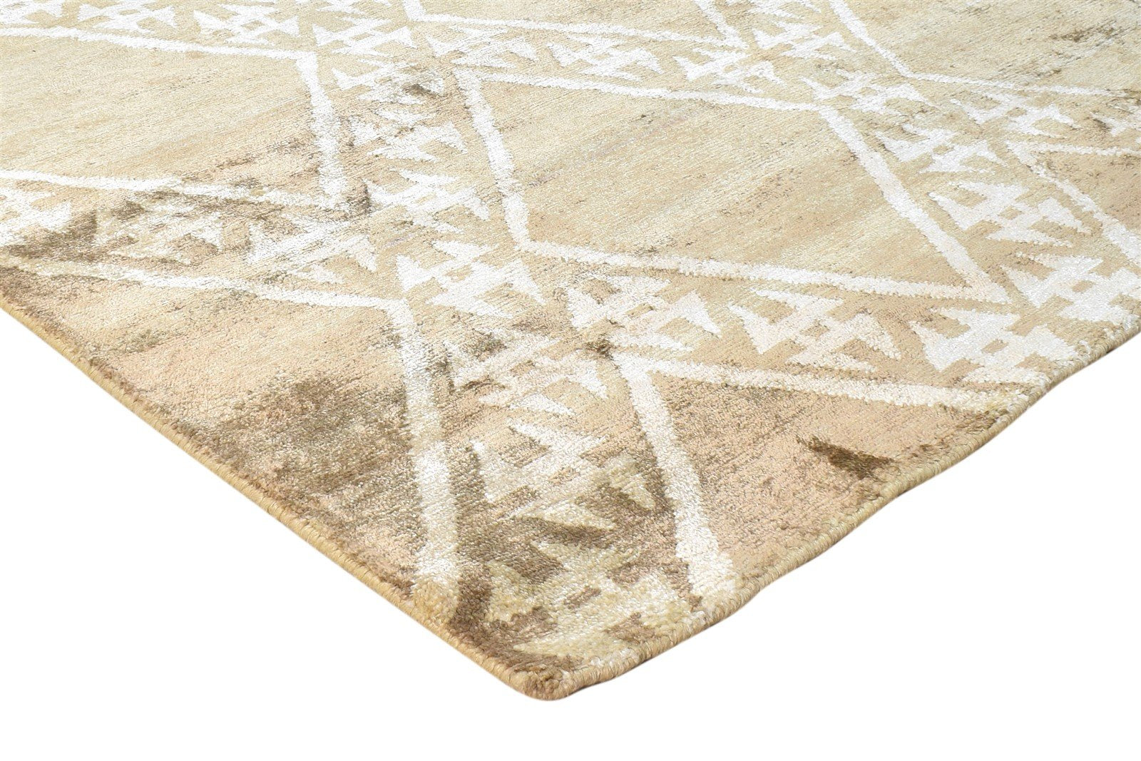 Hand Knotted Brown Silk Rug 6' X 8' Modern Moroccan Diamond Room Size Carpet 