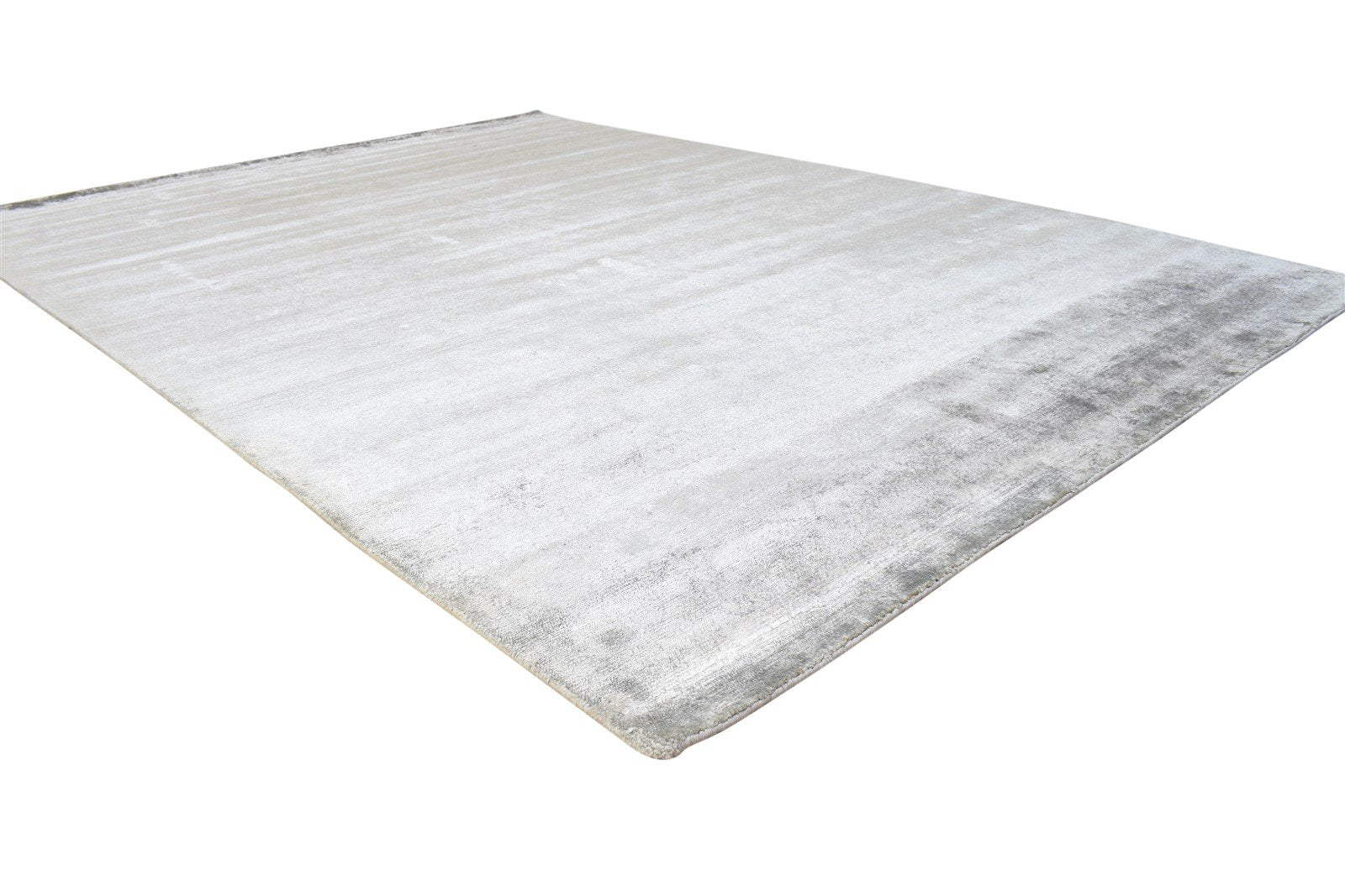 Hand Knotted Grey Silk Rug 6' X 9' Modern American Abstract Large Carpet 