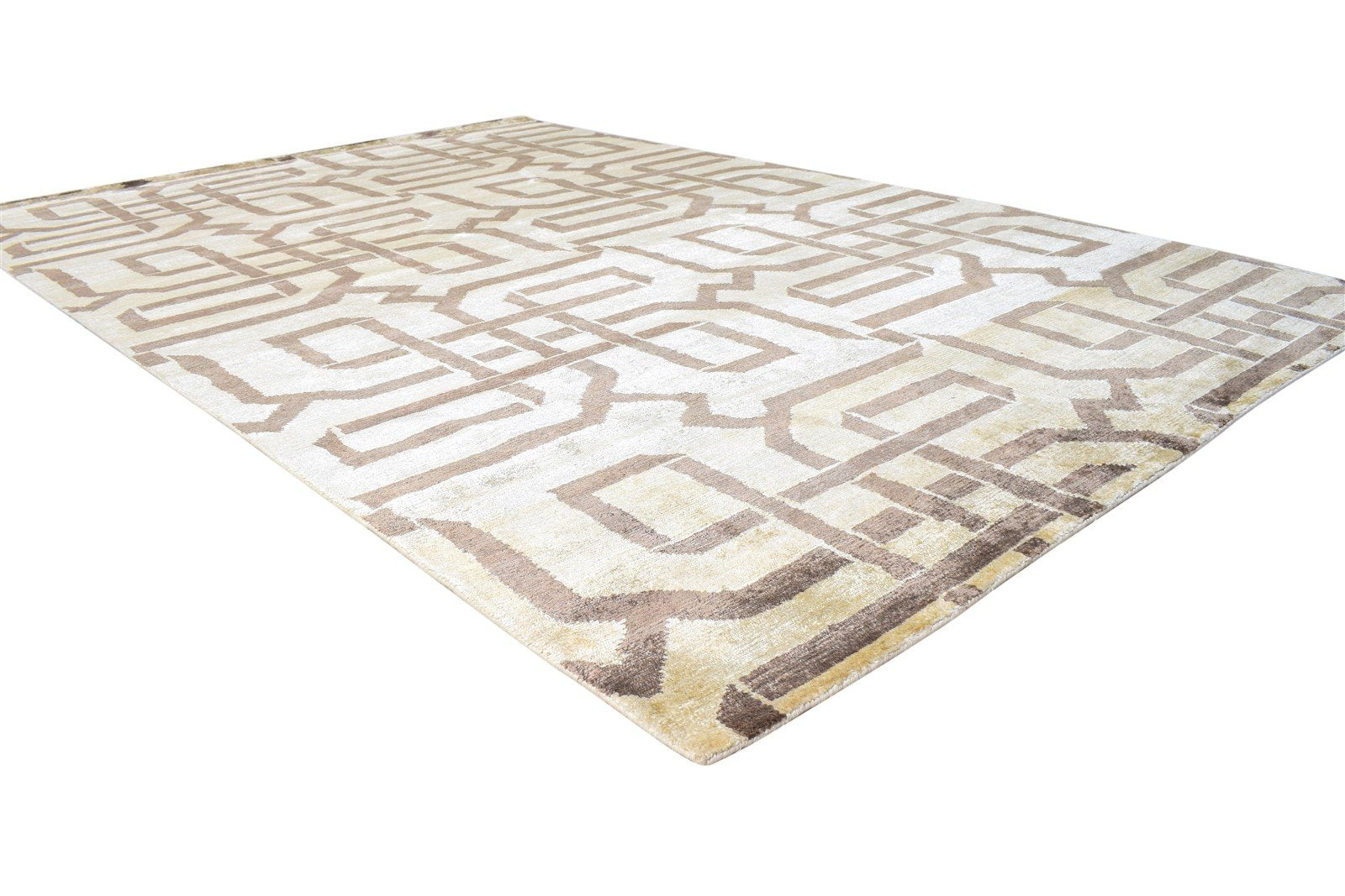 Sage Silk Rug 6' X 9' Modern Hand Knotted Moroccan Geometric Room Size Carpet 