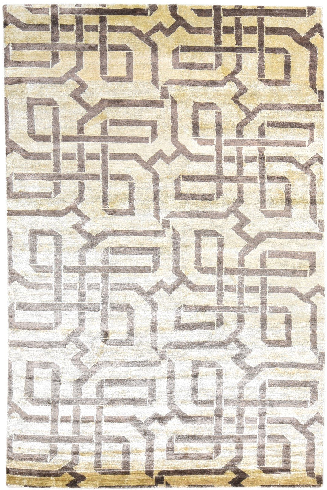 Sage Silk Rug 6' X 9' Modern Hand Knotted Moroccan Geometric Room Size Carpet 