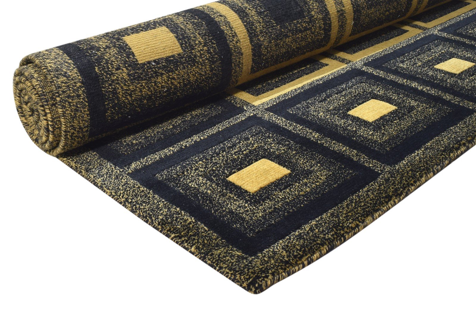 Wool / Silk Navy Blue Rug 6X9 Modern Hand Knotted Moroccan Geometric Room Size 