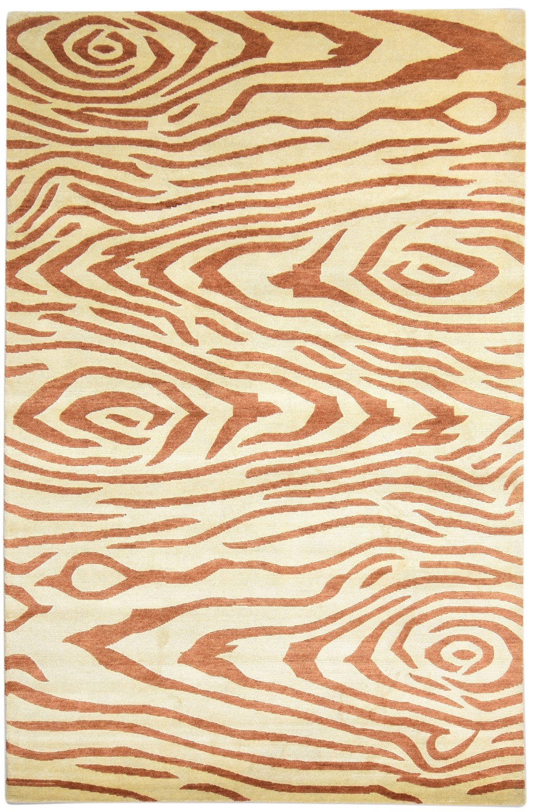 Beige Wool Rug 6' X 9' Modern Hand Knotted American Abstract Room Size Carpet 