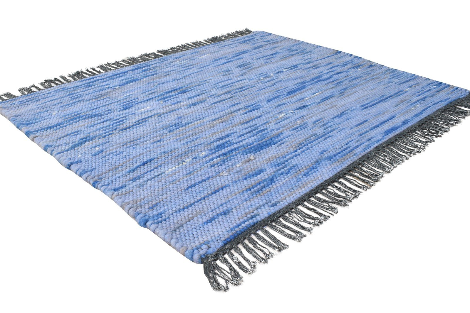 4' X 3' Rug Wool Blue Modern Hand Woven Scandinavian Abstract Room Size Carpet 