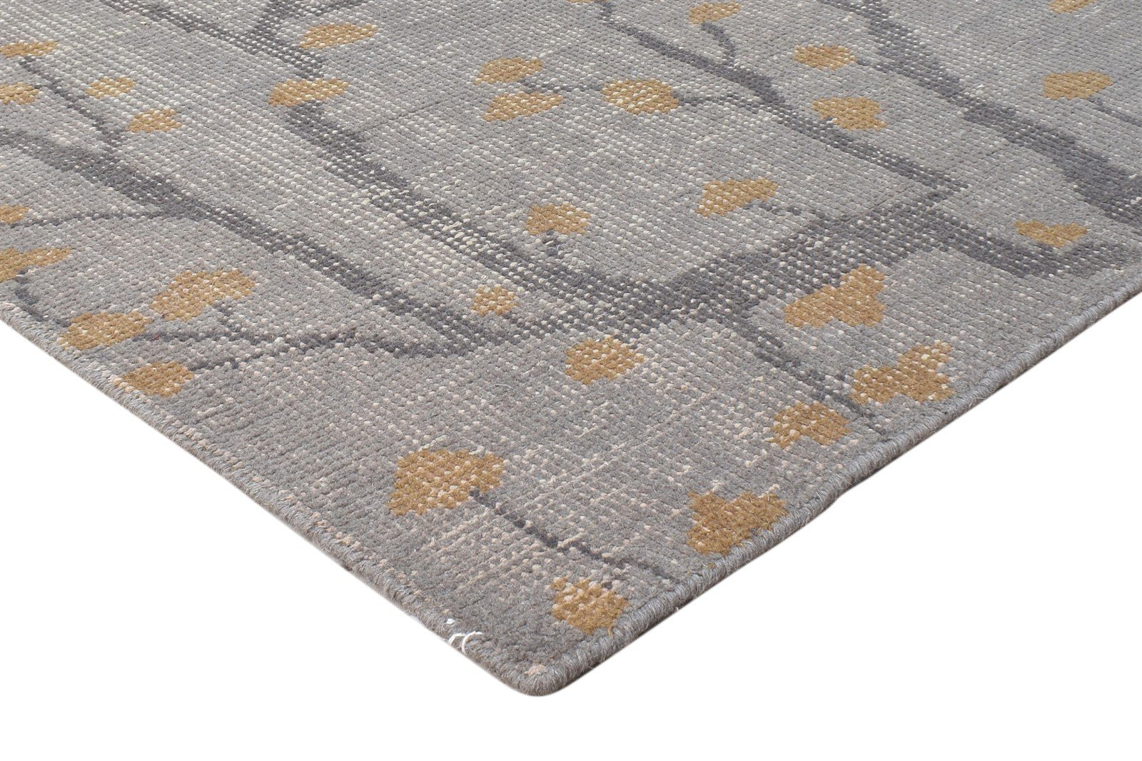 Grey Wool Rug 4' X 6' Modern Hand Knotted French Floral Room Size Carpet 