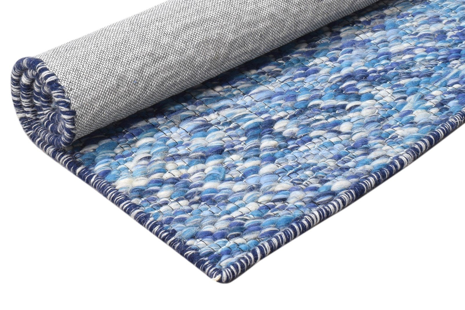 Wool Blue Rug 3' X 4' Modern Hand Woven Scandinavian Solid Small Carpet 