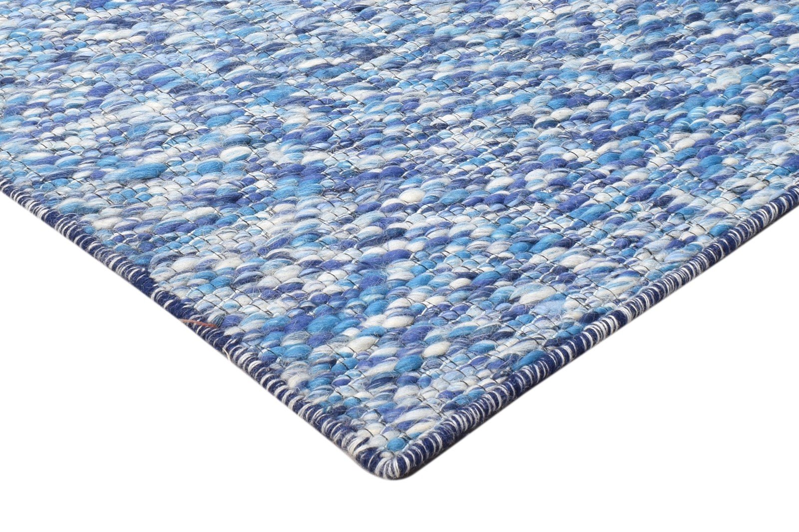 Wool Blue Rug 3' X 4' Modern Hand Woven Scandinavian Solid Small Carpet 