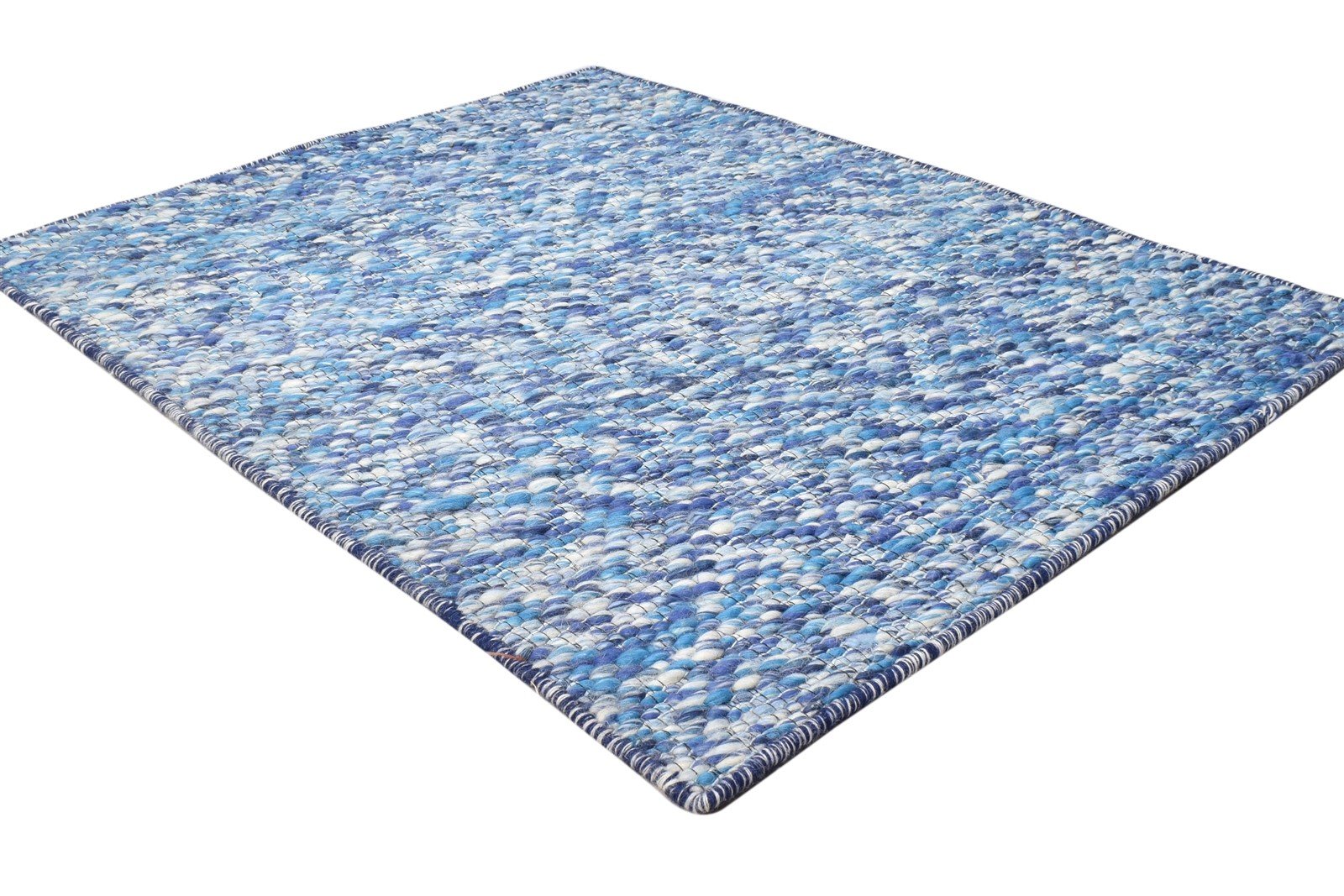 Wool Blue Rug 3' X 4' Modern Hand Woven Scandinavian Solid Small Carpet 