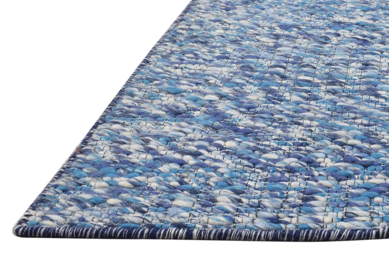 Wool Blue Rug 3' X 4' Modern Hand Woven Scandinavian Solid Small Carpet 