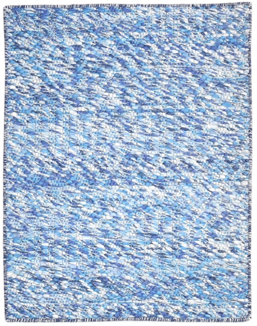 Wool Blue Rug 3' X 4' Modern Hand Woven Scandinavian Solid Small Carpet 