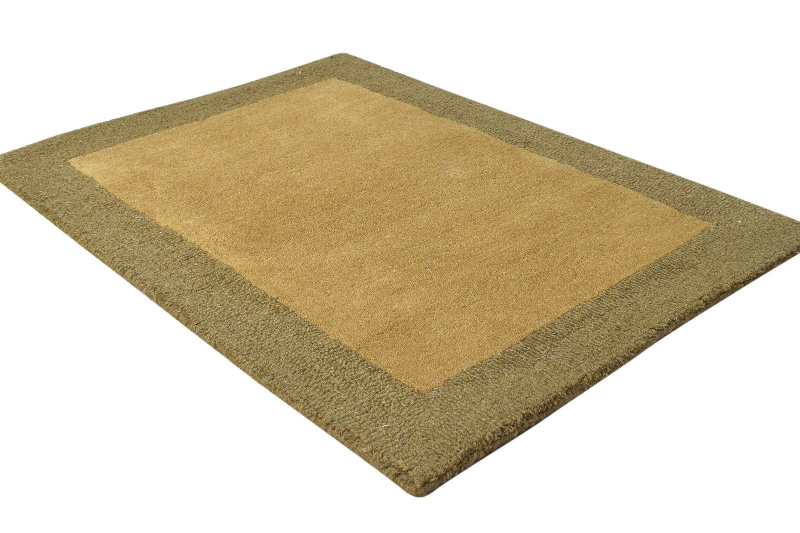 Brown Wool Rug 2' X 3' Modern Hand Tufted Scandinavian Bordered Small Carpet 