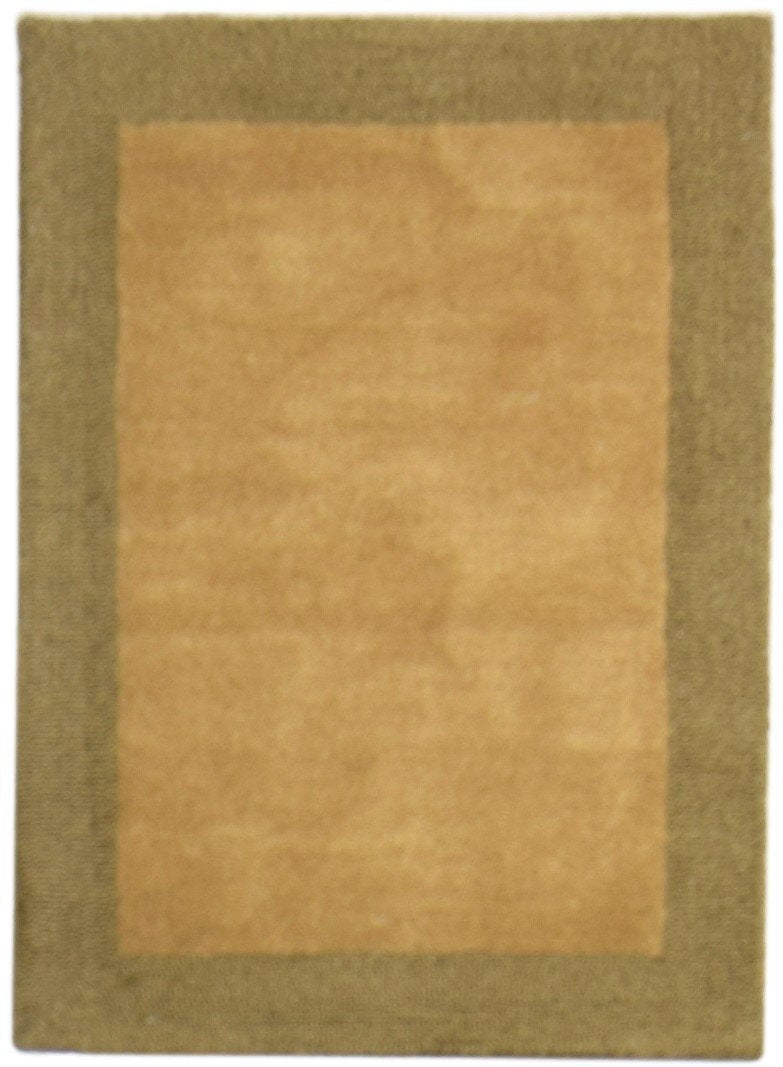 Brown Wool Rug 2' X 3' Modern Hand Tufted Scandinavian Bordered Small Carpet 