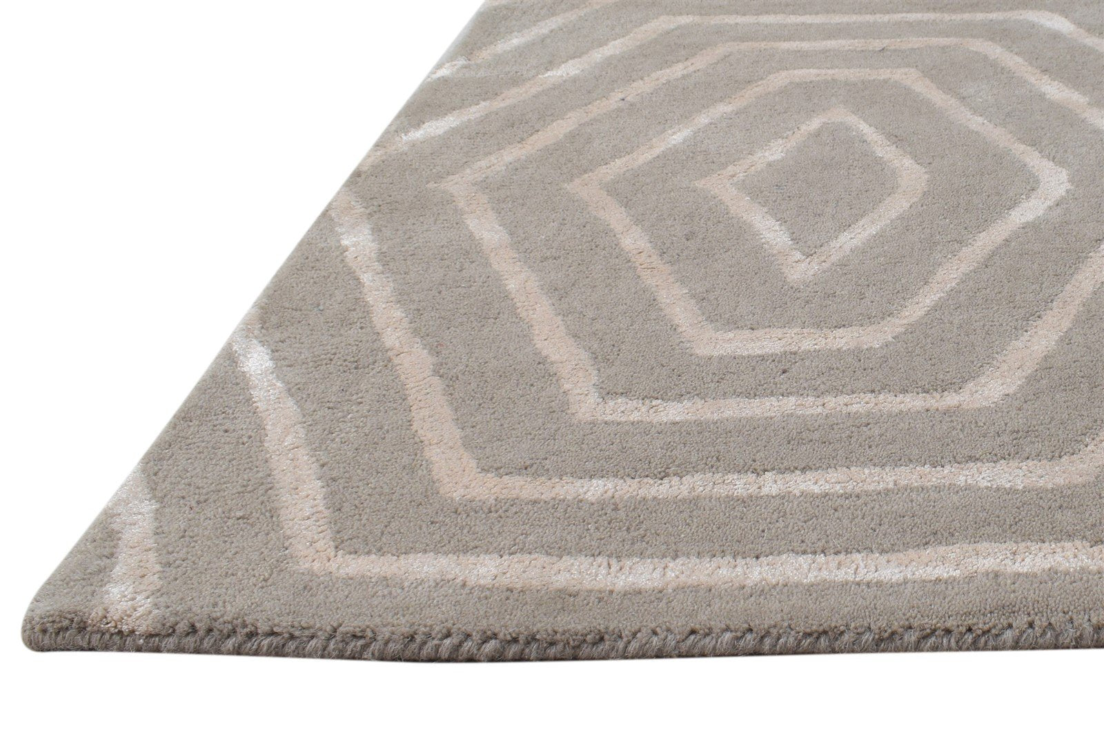 2' X 3' Rug Wool Grey Modern Hand Tufted Scandinavian Geometric Small Carpet 