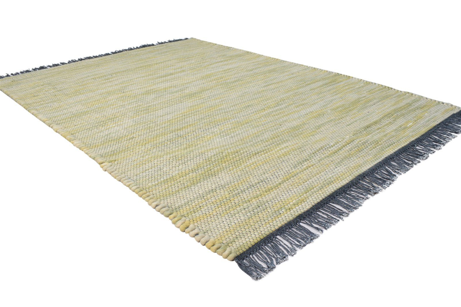 Hand Woven Sage Wool Rug 4' X 6' Modern Scandinavian Solid Room Size Carpet 