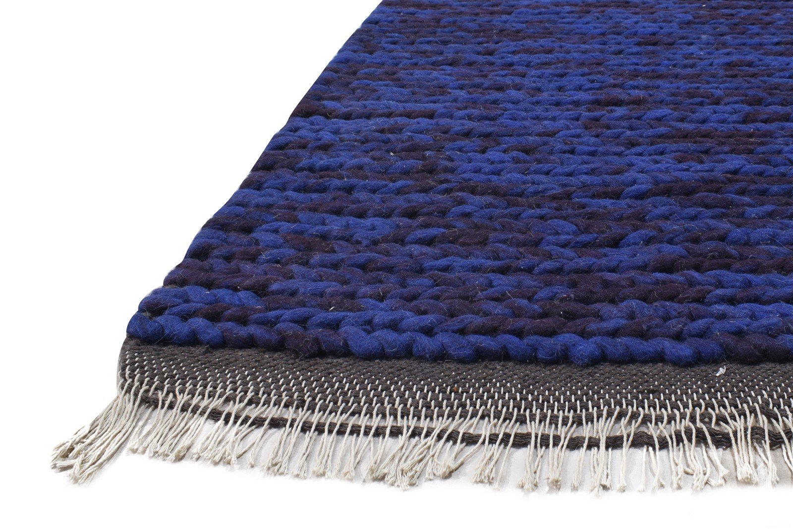 Blue Wool Rug 4' X 6' Modern Hand Woven Bohemian Abstract Room Size Carpet 