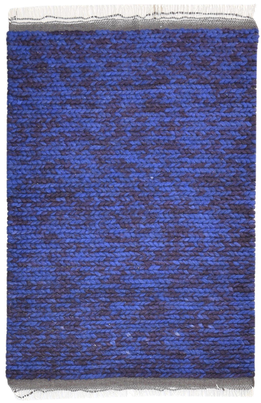 Blue Wool Rug 4' X 6' Modern Hand Woven Bohemian Abstract Room Size Carpet 