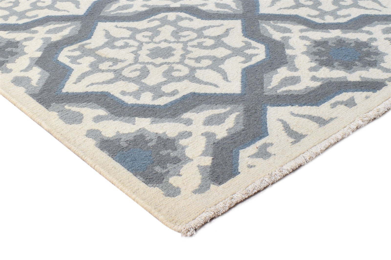 Wool Off-White Rug 8' X 10' Modern Flatweave Moroccan Trellis Large Carpet 