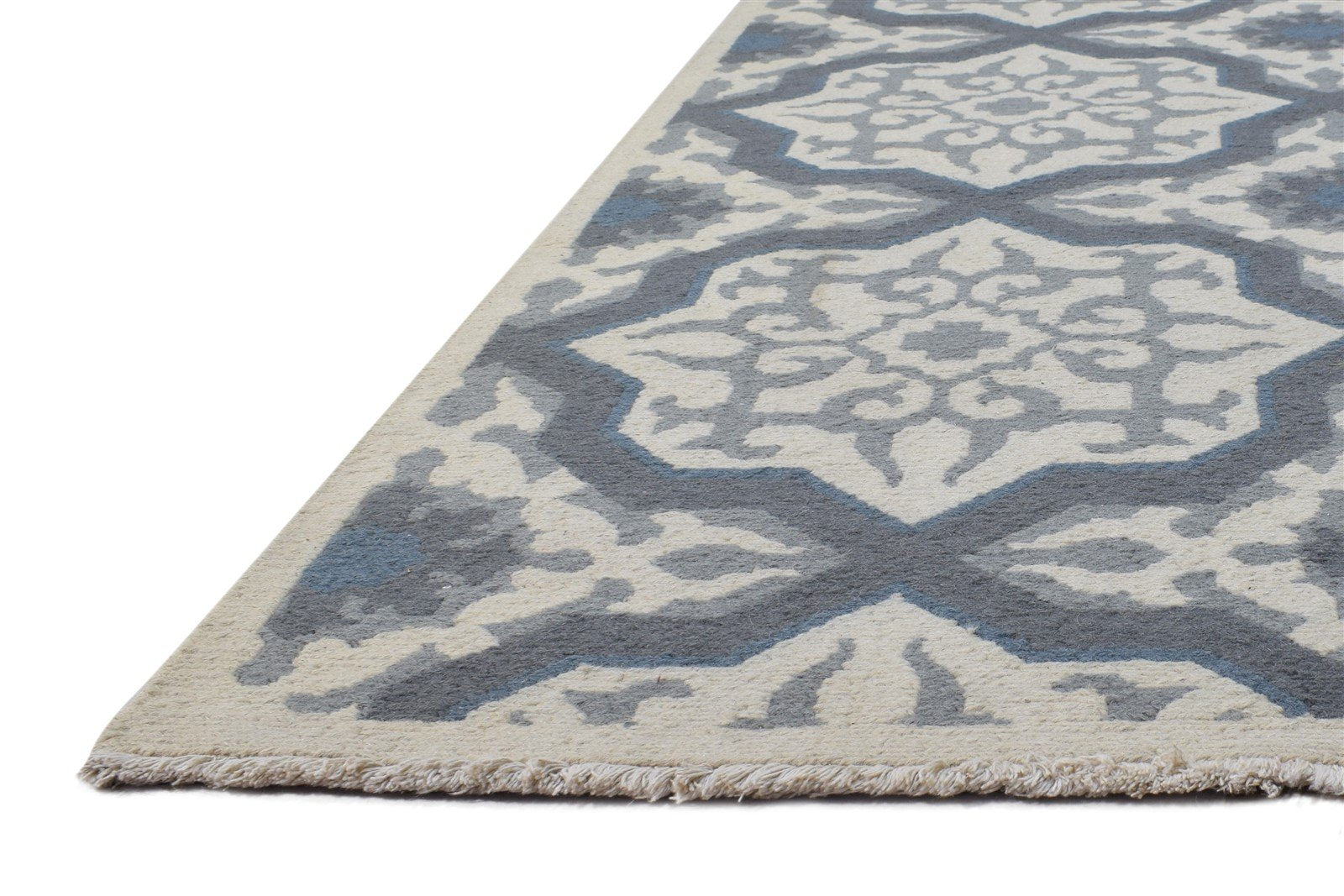 Wool Off-White Rug 8' X 10' Modern Flatweave Moroccan Trellis Large Carpet 