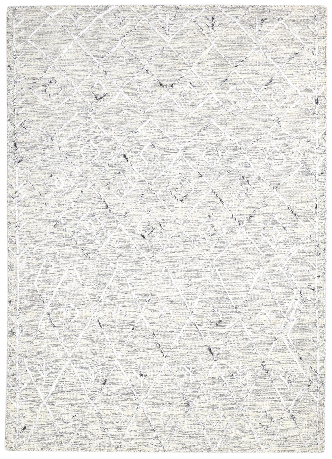 Wool / Silk Grey Rug 5' X 6' Modern Flatweave Moroccan Diamond Room Size Carpet 