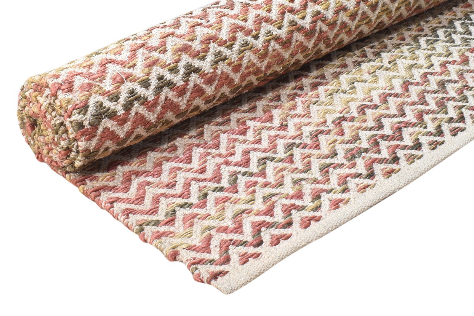 Dhurrie Beige Wool Rug 5' X 7' Modern Scandinavian Chevron Room Size Carpet 