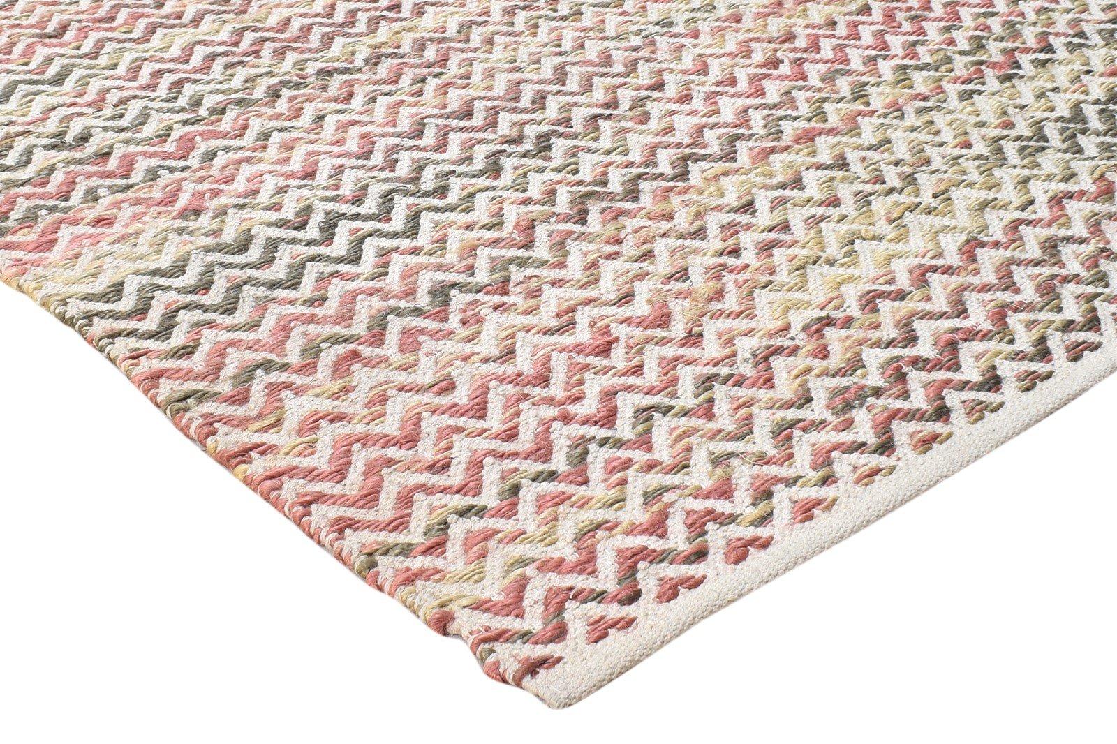 Dhurrie Beige Wool Rug 5' X 7' Modern Scandinavian Chevron Room Size Carpet 