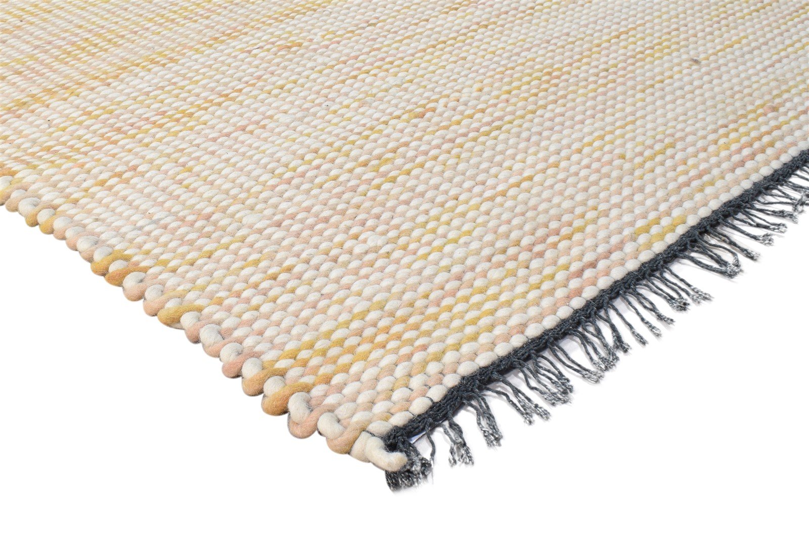 Beige Wool Rug 4' X 6' Modern Hand Woven Scandinavian Solid Room Size Carpet 