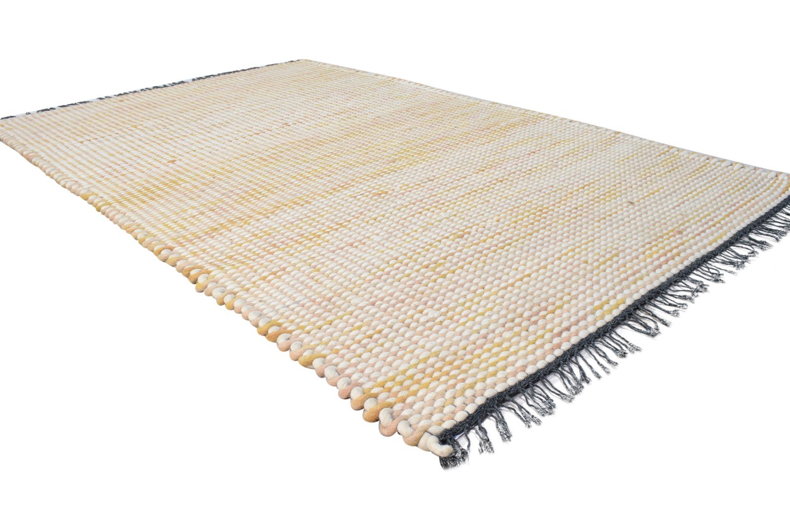 Beige Wool Rug 4' X 6' Modern Hand Woven Scandinavian Solid Room Size Carpet 