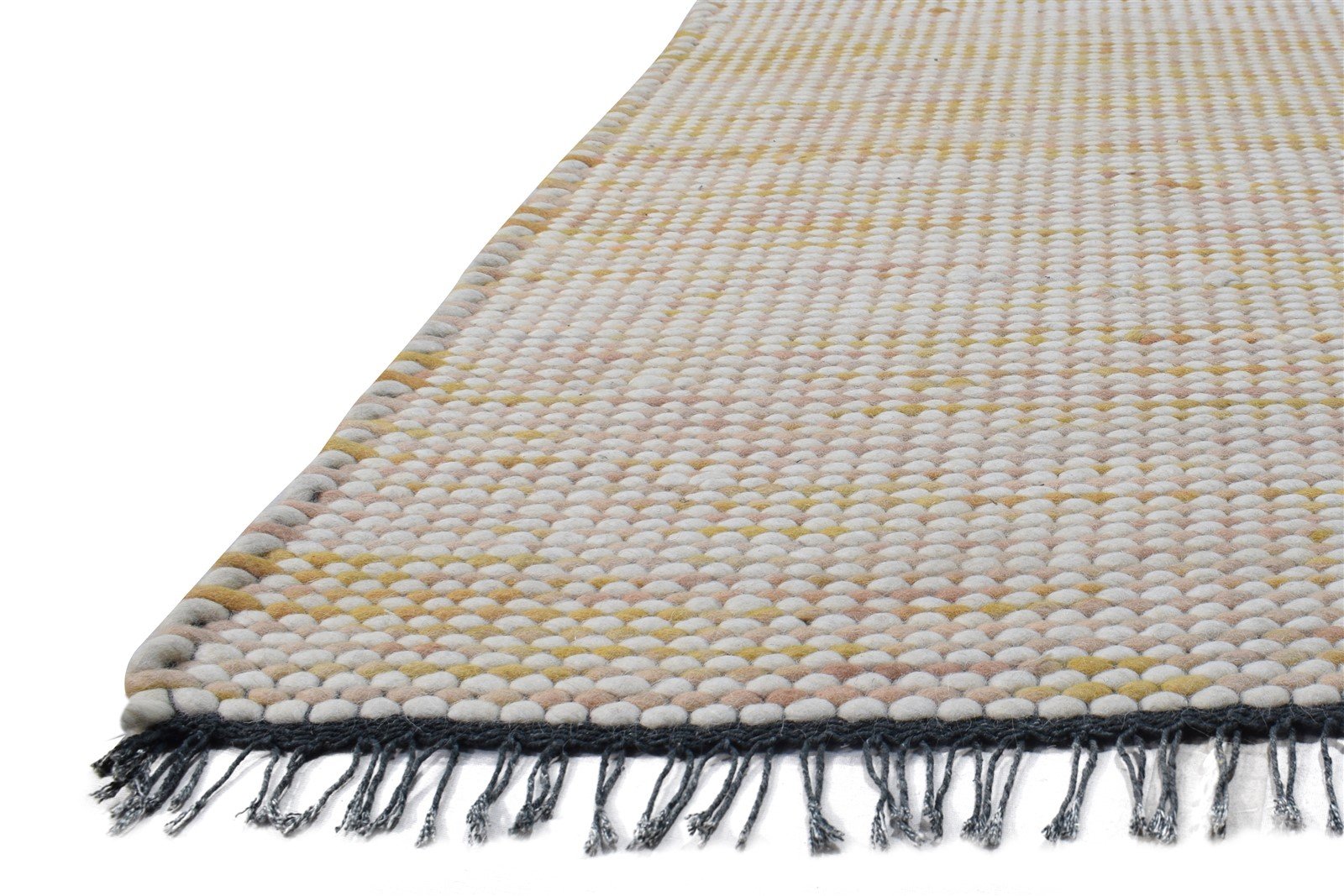 Beige Wool Rug 4' X 6' Modern Hand Woven Scandinavian Solid Room Size Carpet 