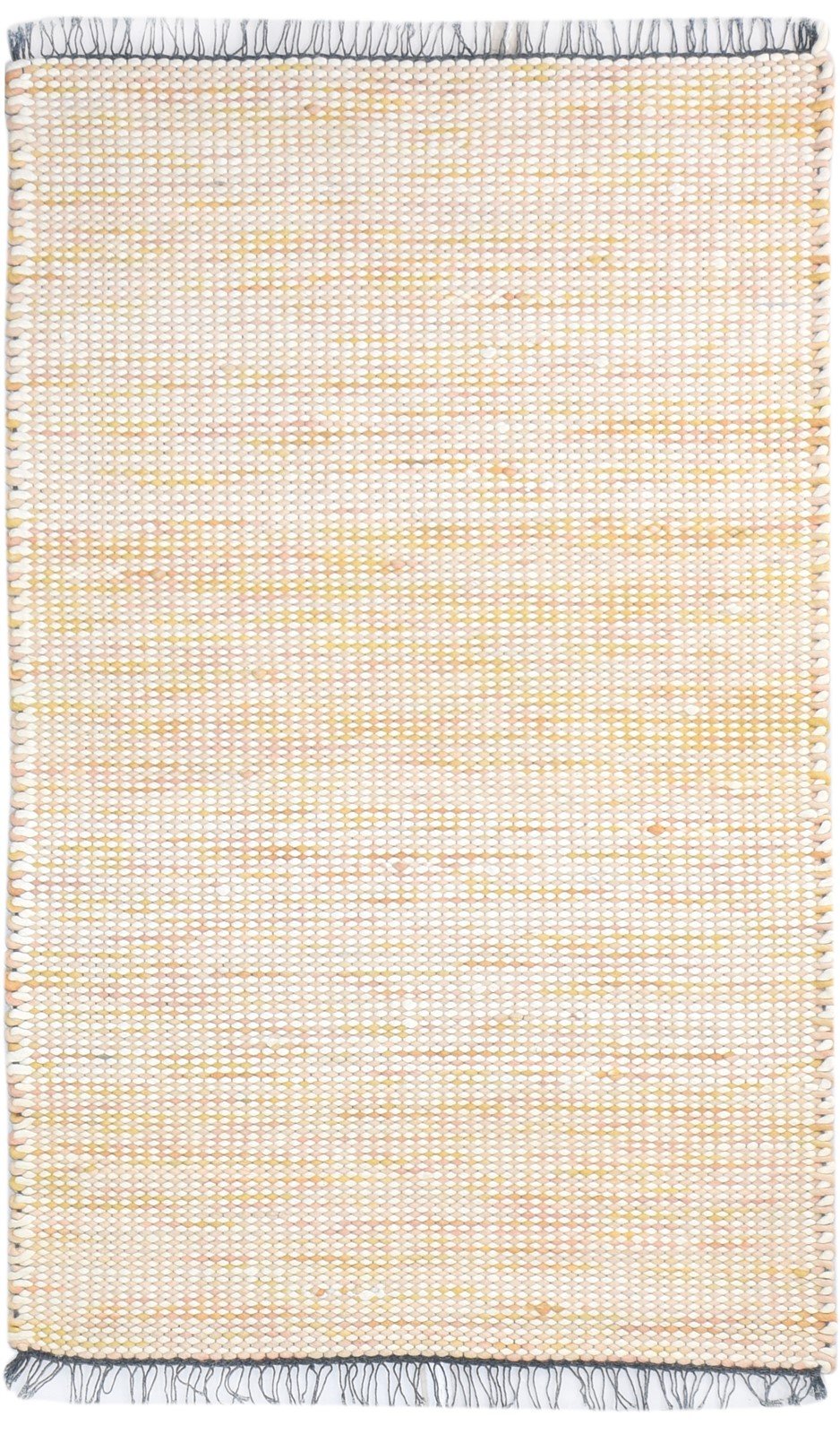 Beige Wool Rug 4' X 6' Modern Hand Woven Scandinavian Solid Room Size Carpet 