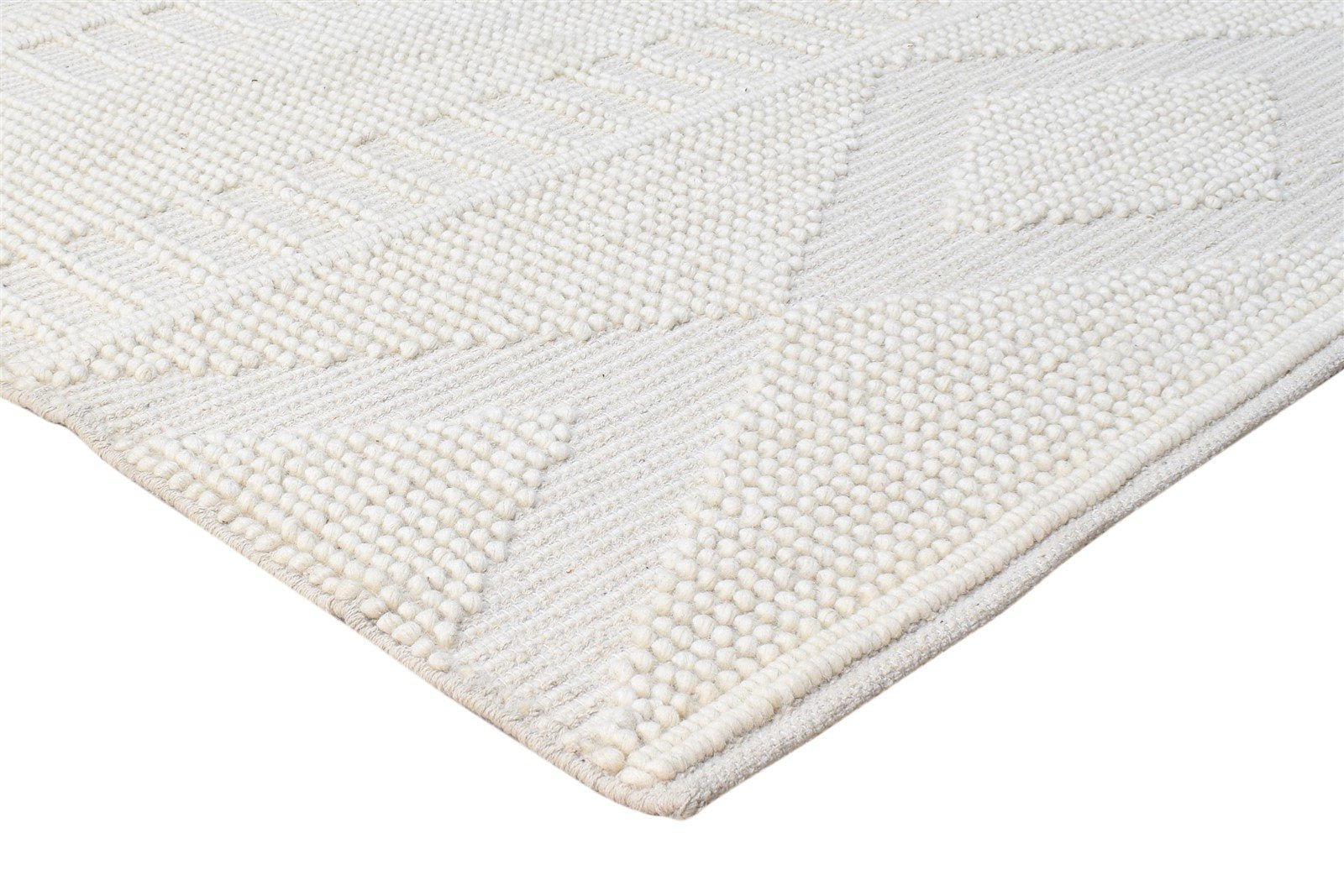 Cream Wool Rug 5' X 8' Modern Hand Woven Scandinavian Nordic Room Size Carpet 