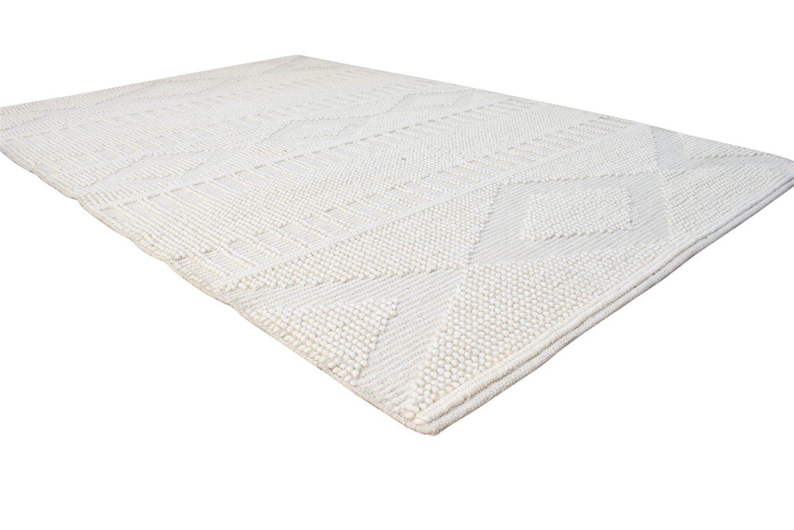 Cream Wool Rug 5' X 8' Modern Hand Woven Scandinavian Nordic Room Size Carpet 