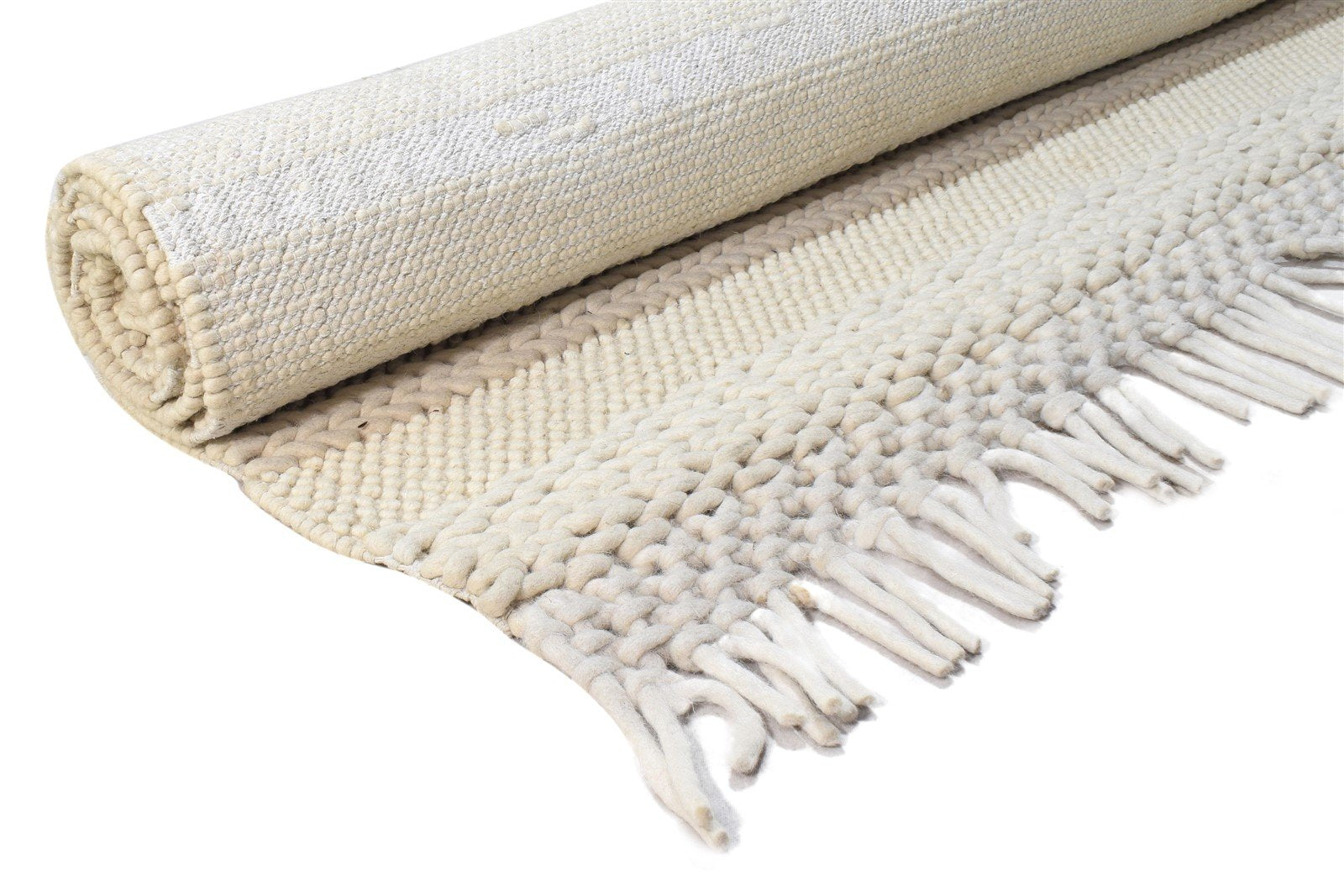 Wool Cream Rug 5' X 8' Modern Hand Woven Scandinavian Nordic Room Size Carpet 