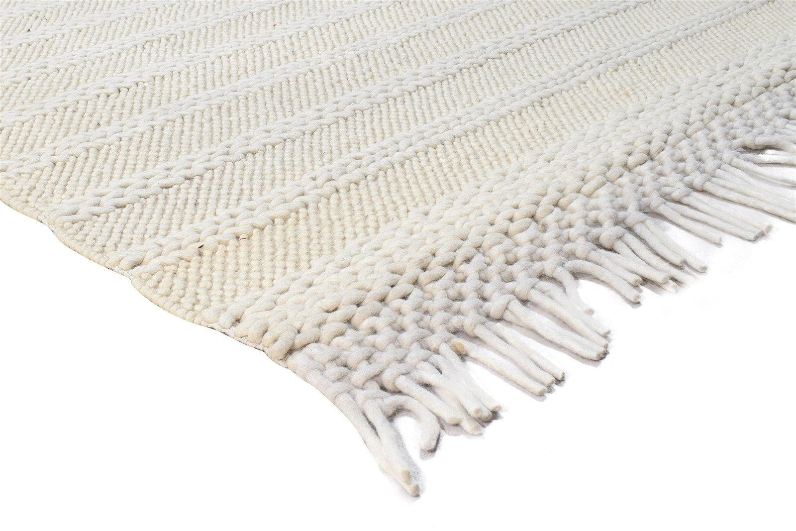 Wool Cream Rug 5' X 8' Modern Hand Woven Scandinavian Nordic Room Size Carpet 