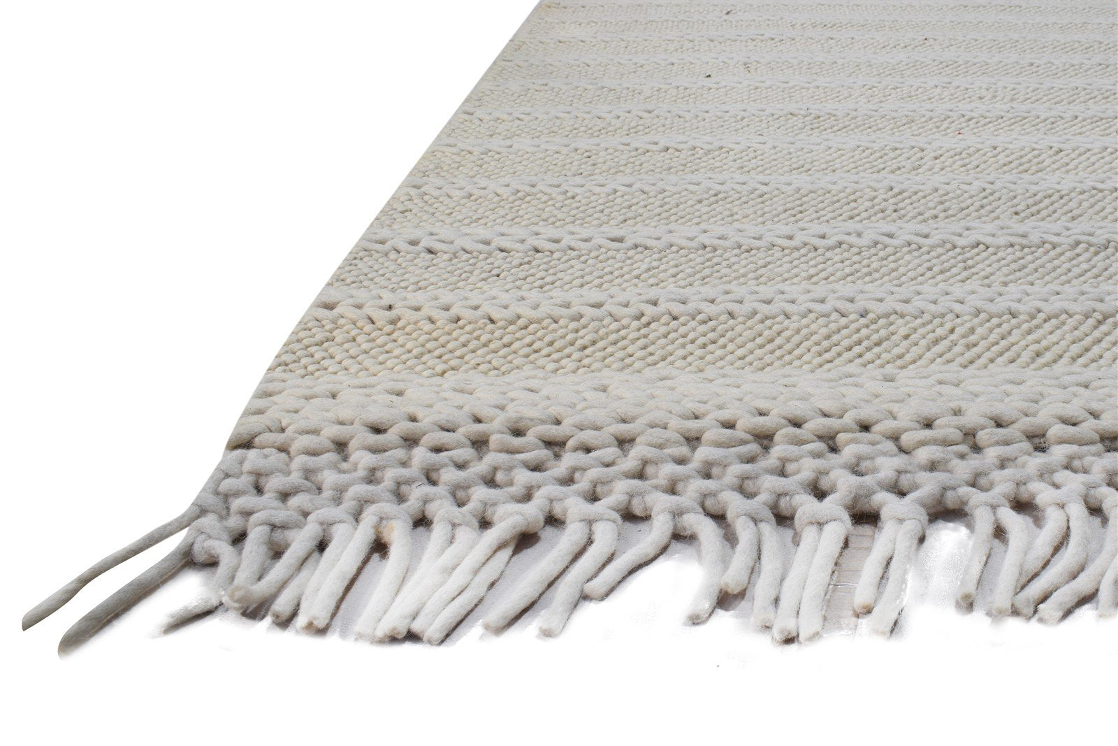 Wool Cream Rug 5' X 8' Modern Hand Woven Scandinavian Nordic Room Size Carpet 