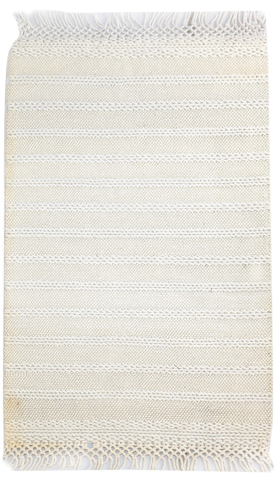 Wool Cream Rug 5' X 8' Modern Hand Woven Scandinavian Nordic Room Size Carpet 