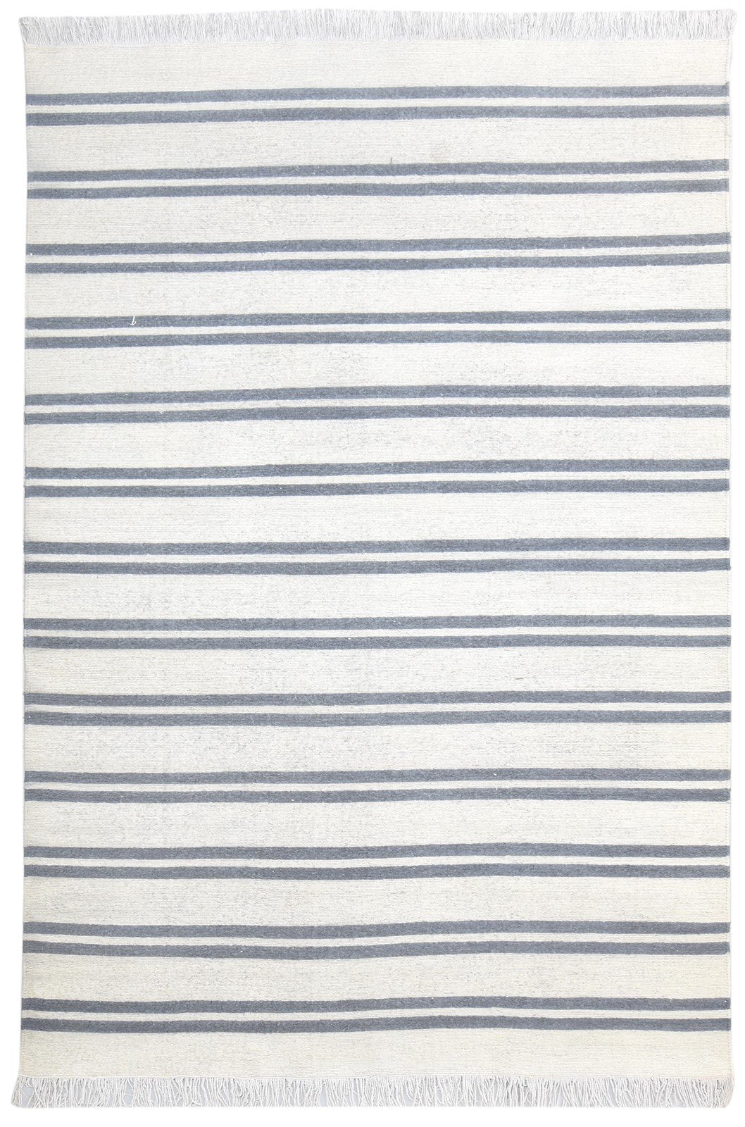 6' X 9' Rug Wool Cream Modern Hand Knotted Scandinavian Striped Room Size Carpet 