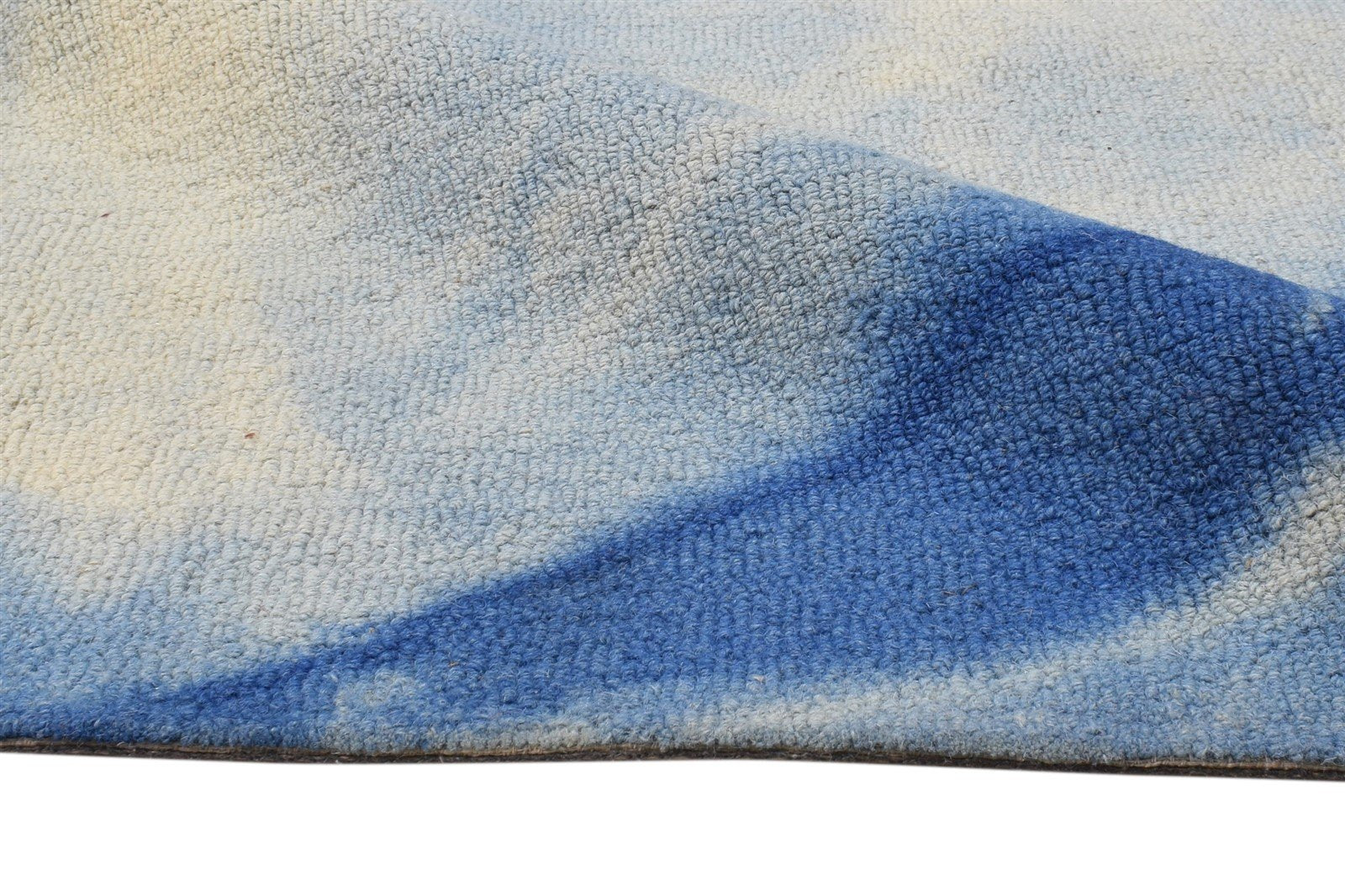 Hand Tufted Blue Wool Rug 5' X 8' Modern Shibori Tie Dye Room Size Carpet 