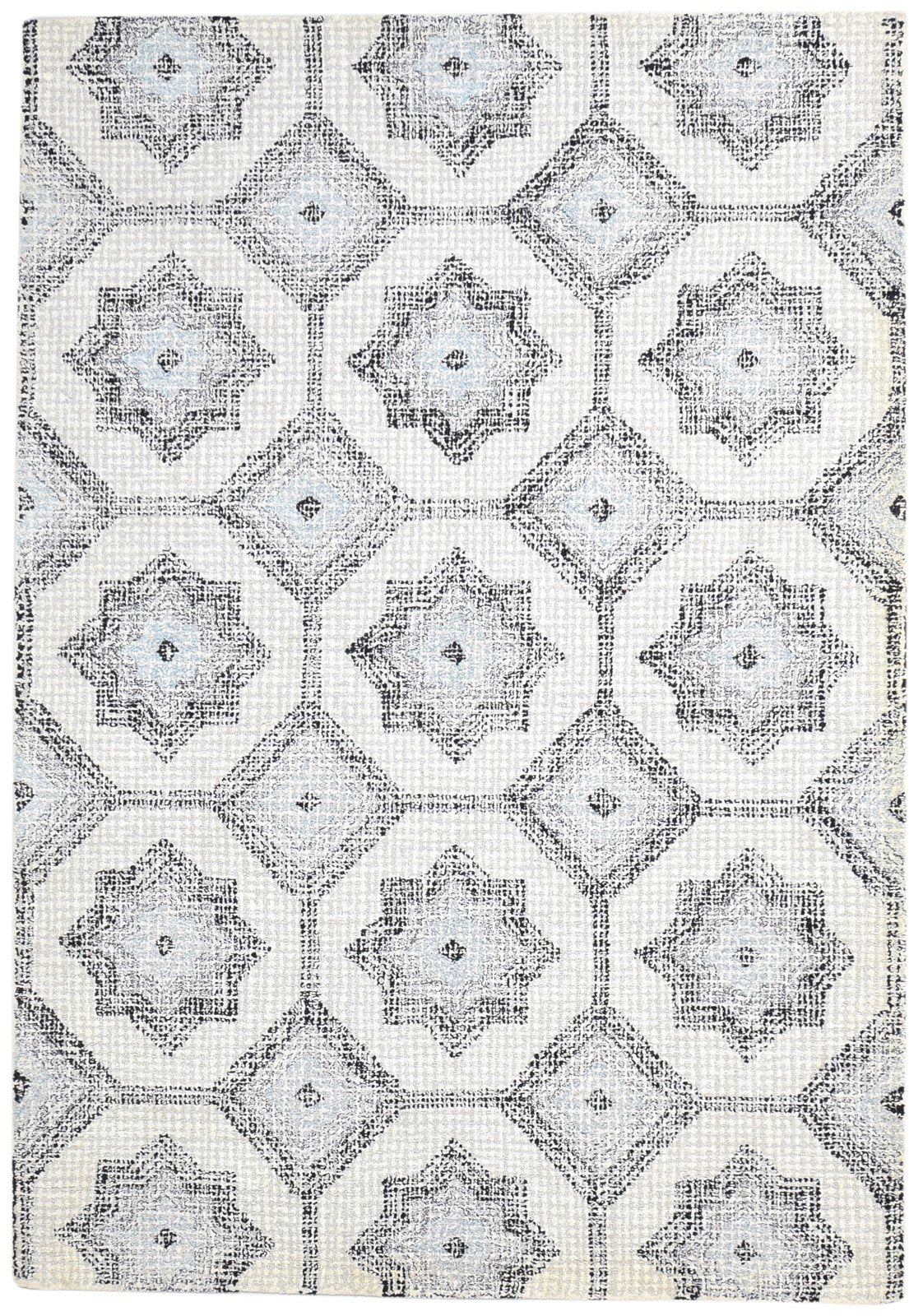 Wool Grey Rug 5' X 8' Modern Hand Tufted Moroccan Geometric Room Size Carpet 