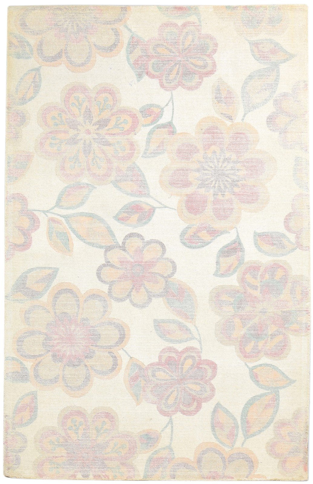 5' X 8' Rug Wool Pink Modern Hand Tufted French Floral Room Size Carpet 