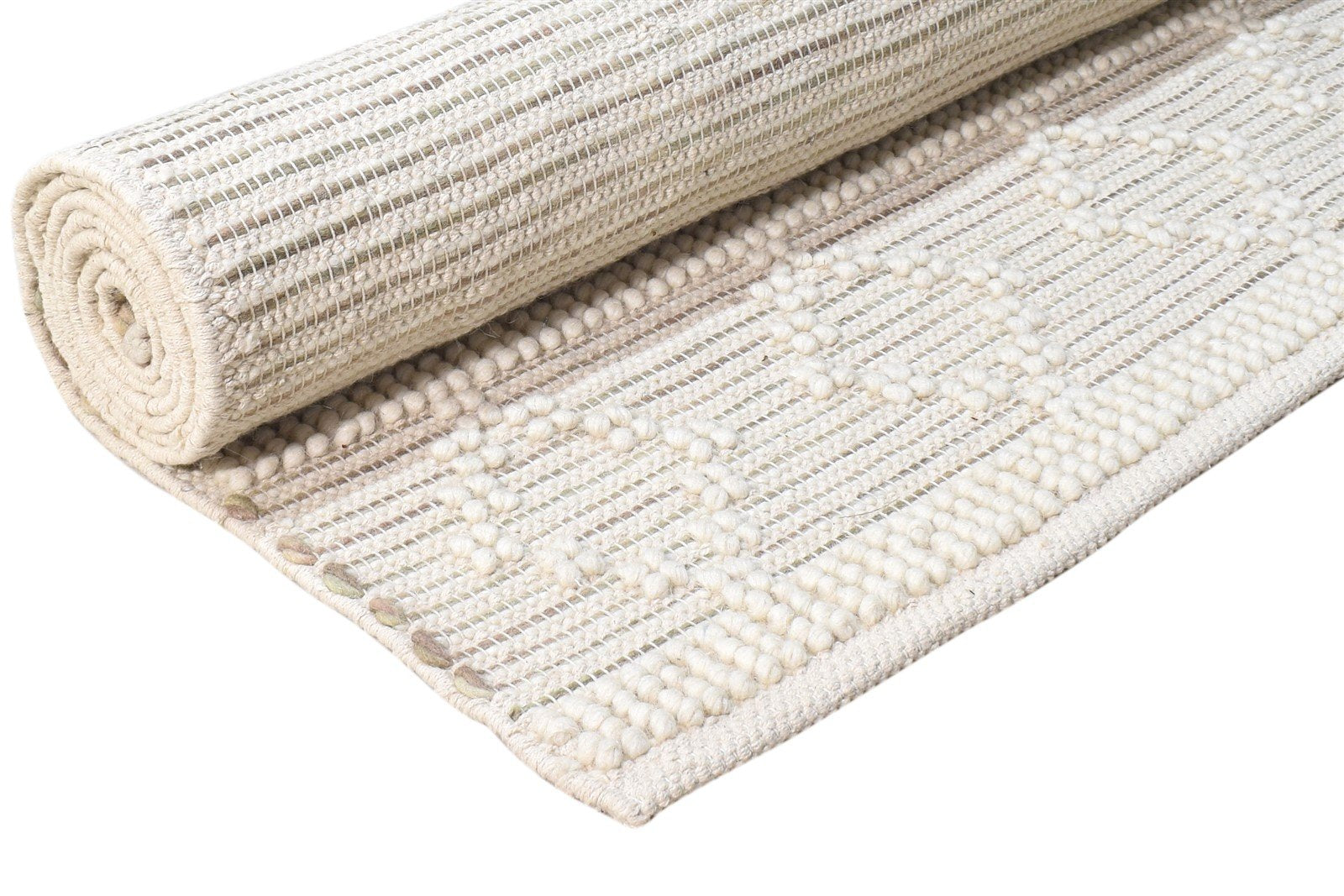 Cream Wool Rug 5' X 8' Modern Hand Woven Scandinavian Nordic Room Size Carpet 