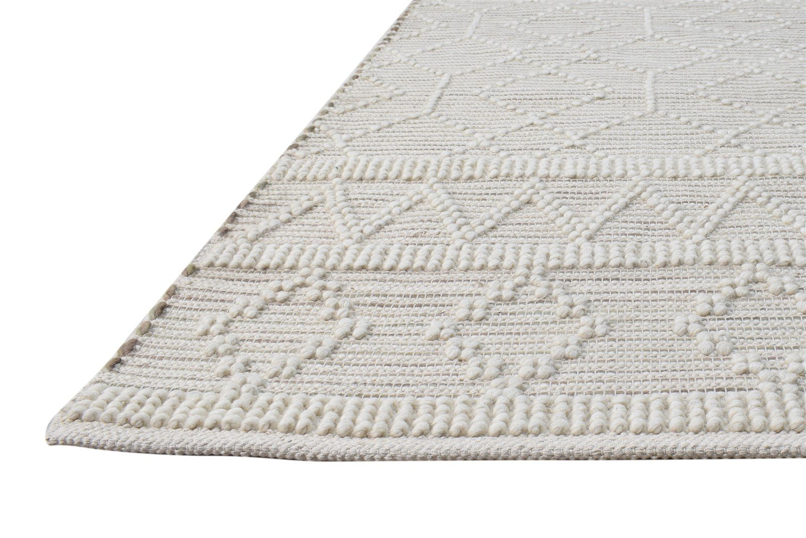 Cream Wool Rug 5' X 8' Modern Hand Woven Scandinavian Nordic Room Size Carpet 