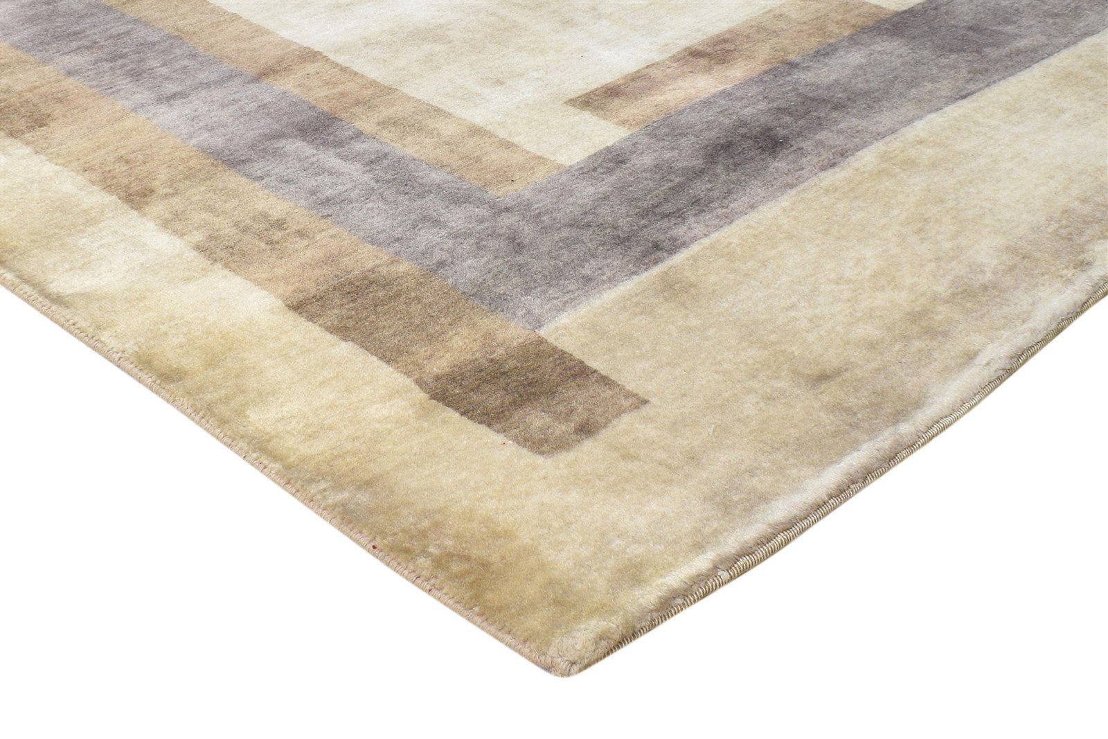 Brown Wool Rug 4X6 Modern Hand Knotted Scandinavian Abstract Room Size Carpet 