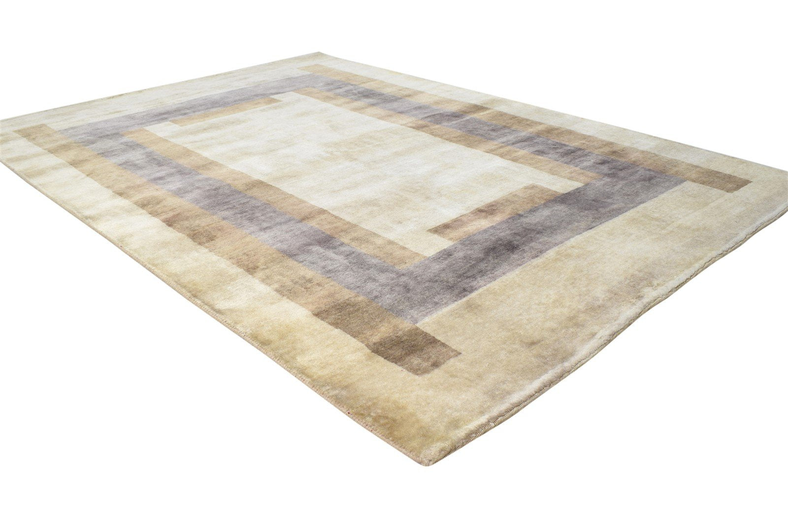 Brown Wool Rug 4X6 Modern Hand Knotted Scandinavian Abstract Room Size Carpet 