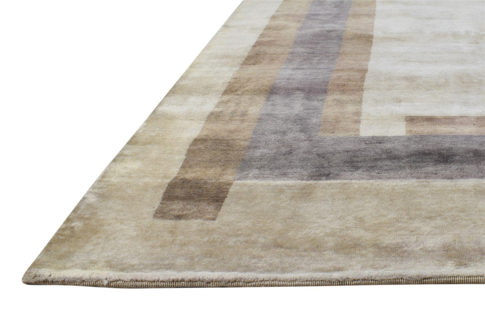 Brown Wool Rug 4X6 Modern Hand Knotted Scandinavian Abstract Room Size Carpet 