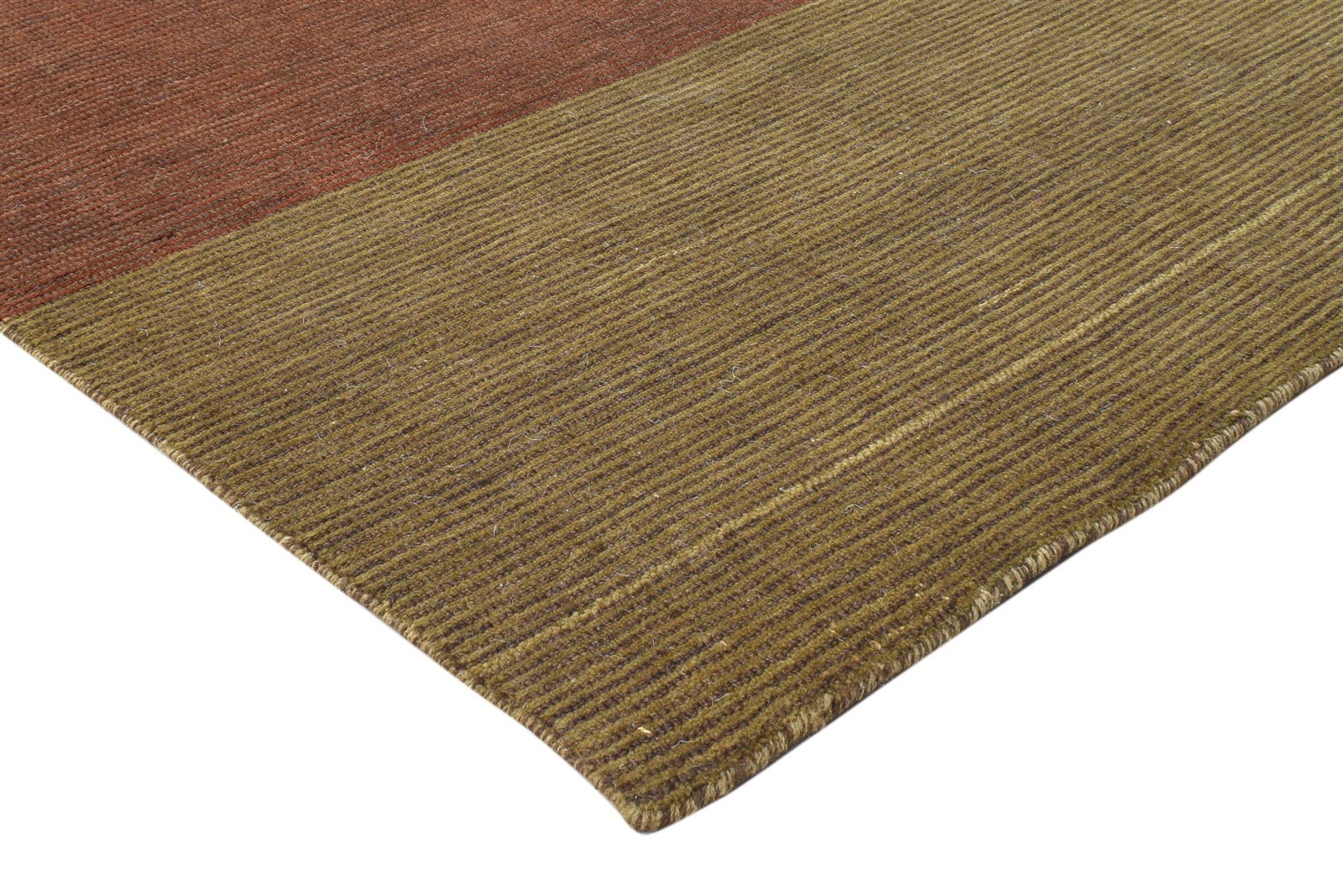 Handloom Brown Wool Rug 5' X 7' Modern Scandinavian Striped Room Size Carpet 