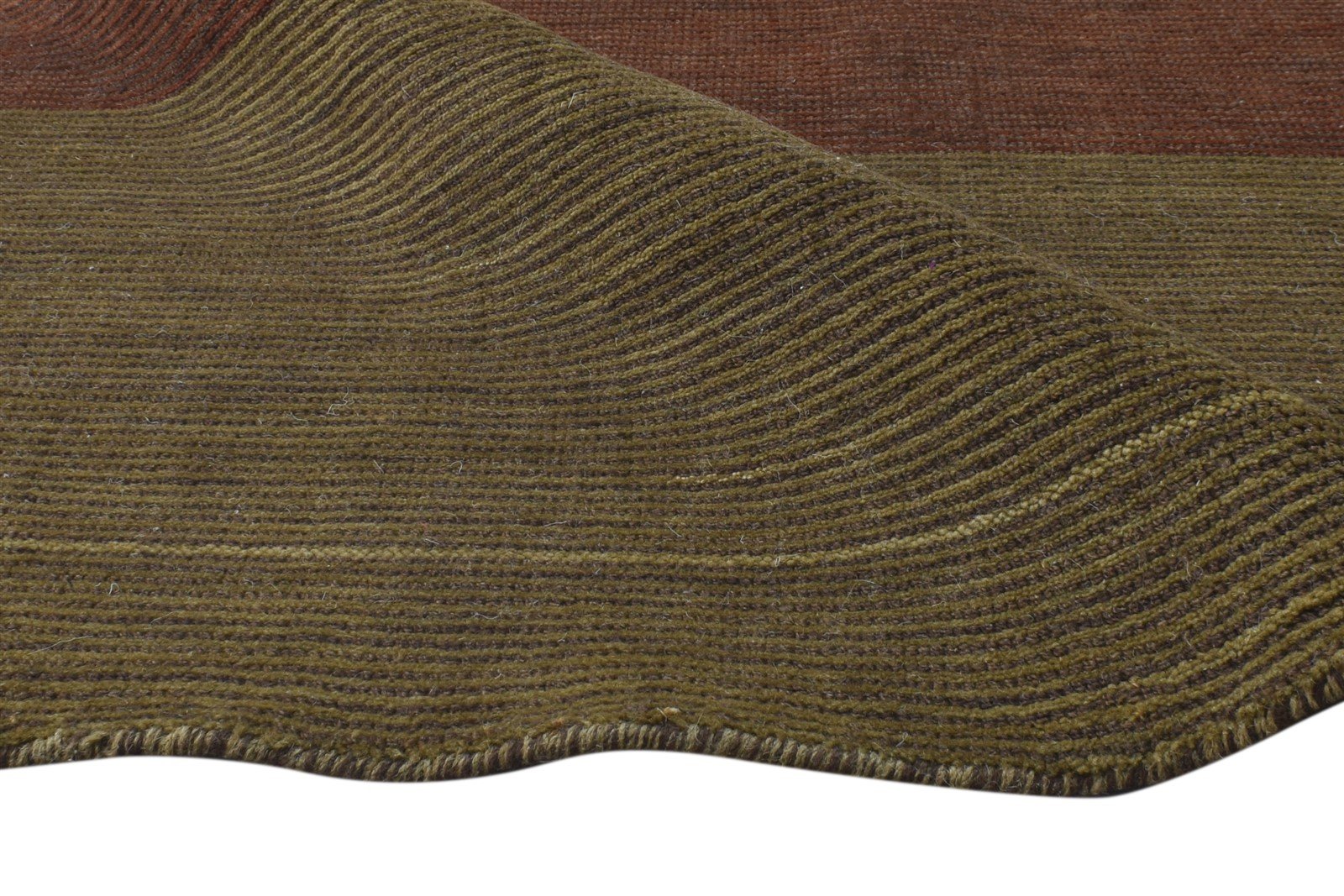 Handloom Brown Wool Rug 5' X 7' Modern Scandinavian Striped Room Size Carpet 