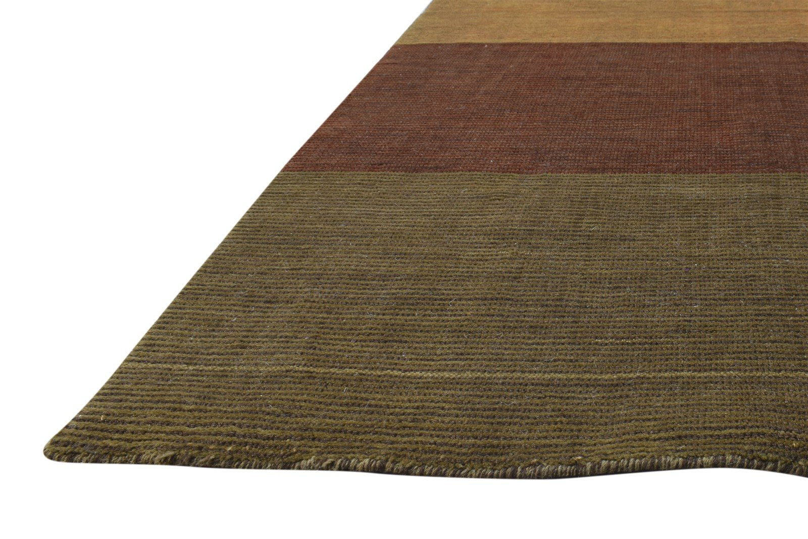 Handloom Brown Wool Rug 5' X 7' Modern Scandinavian Striped Room Size Carpet 