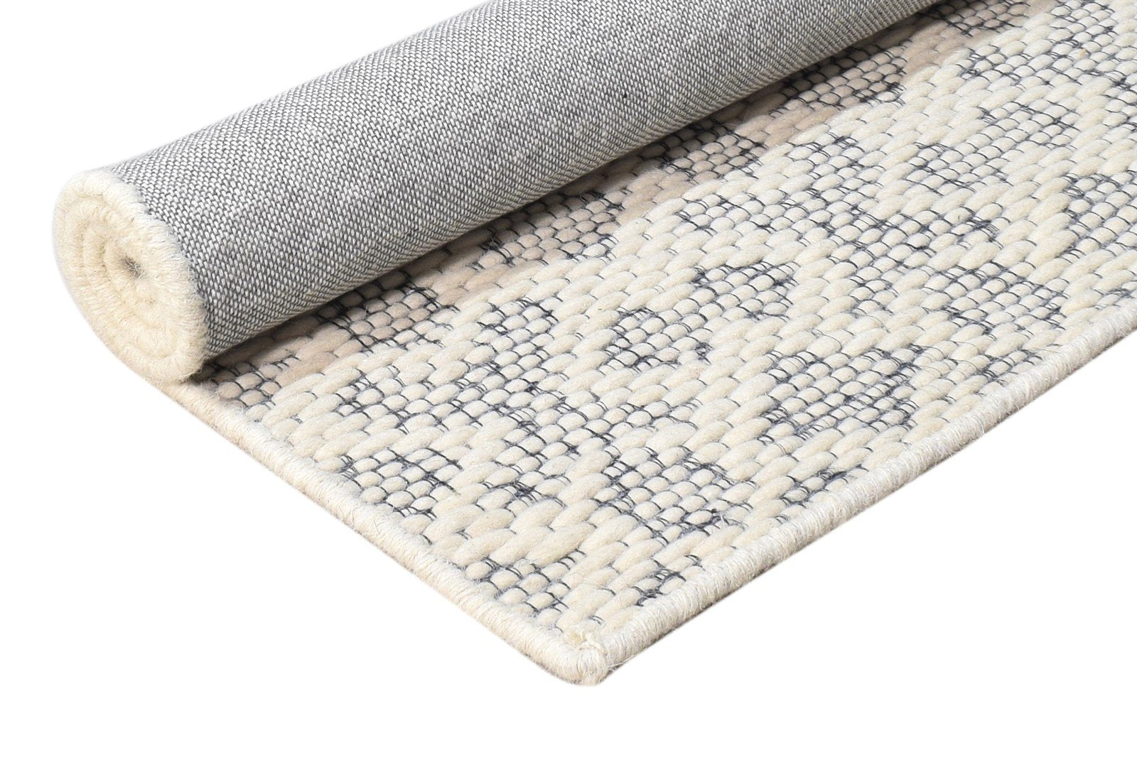 3' X 3' Rug Wool Off-White Modern Hand Woven Scandinavian Nordic Small Carpet 