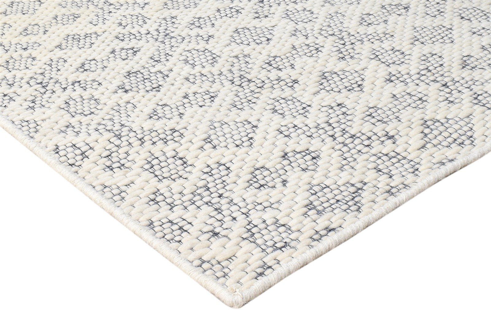 3' X 3' Rug Wool Off-White Modern Hand Woven Scandinavian Nordic Small Carpet 