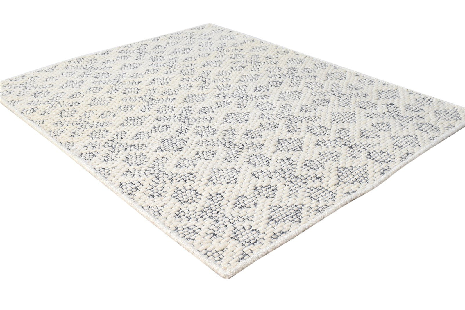 3' X 3' Rug Wool Off-White Modern Hand Woven Scandinavian Nordic Small Carpet 